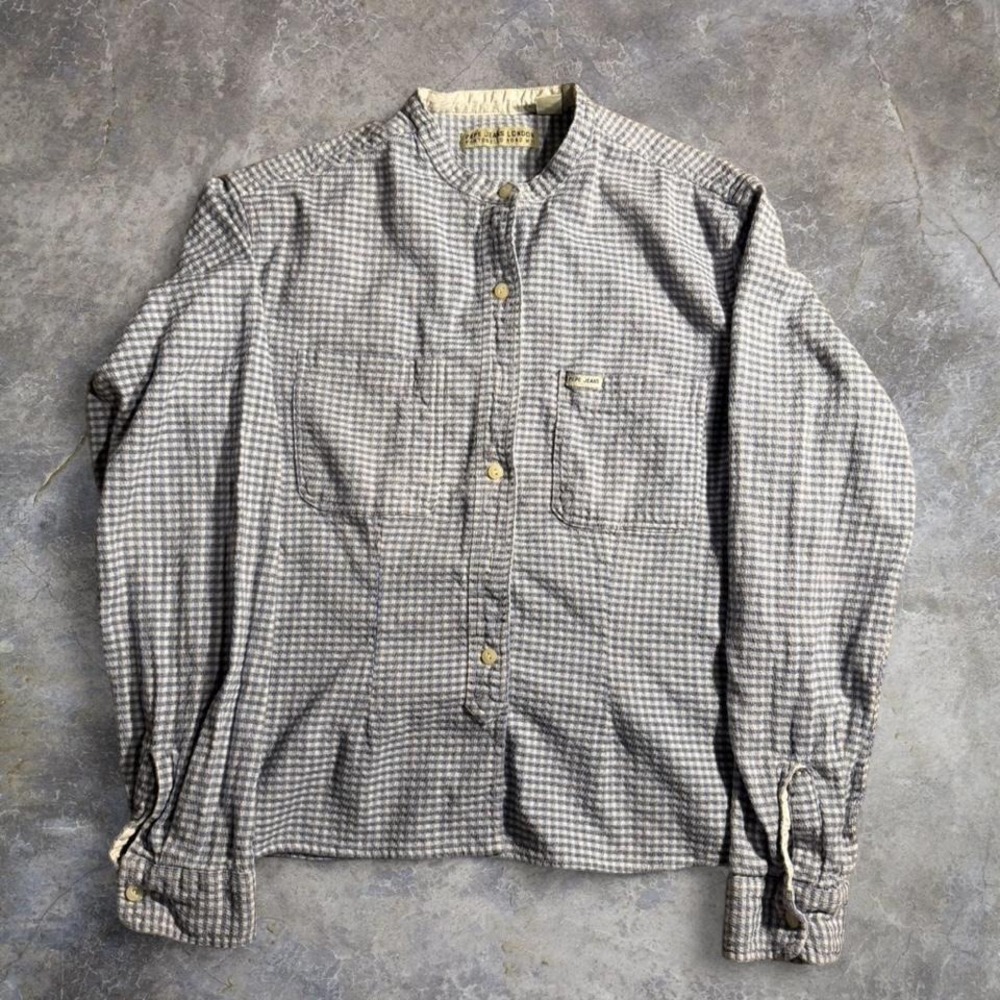 Pepe Jeans London Portobello Road Blue White Gingham Check Button Up Shirt Large